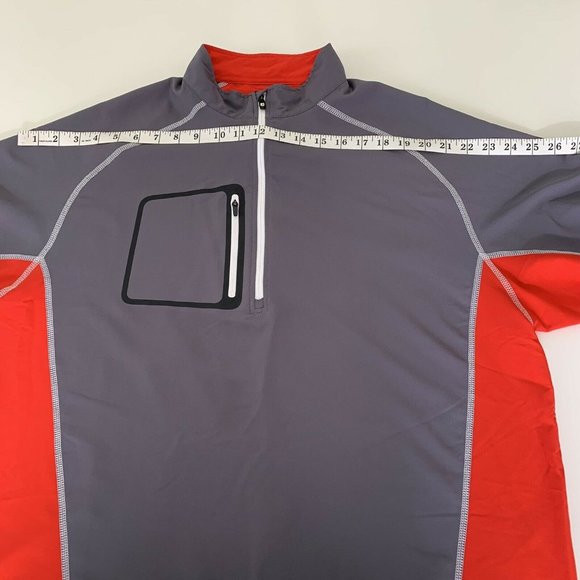 FootJoy Mens L 1/2 Zip Chest Pocket Golf Pullover Gray Red Long Sleeve mint - Picture 6 of 9